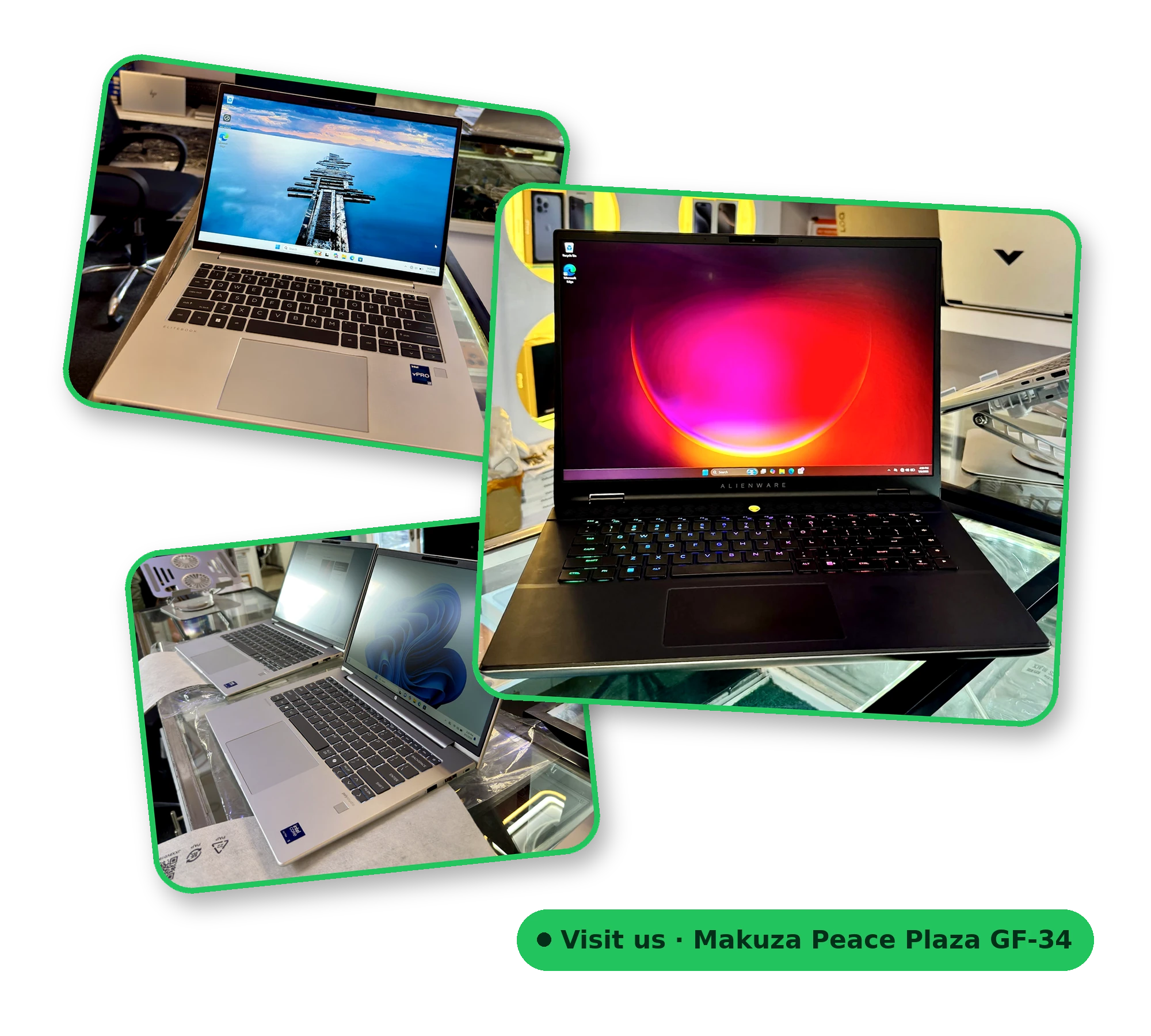 Gaming and business laptops for sale at Kigali Laptop Store Ltd, Makuza Peace Plaza GF-34, Kigali